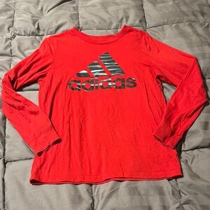 Adidas Red Long Sleeve Tee with Camouflage Logo